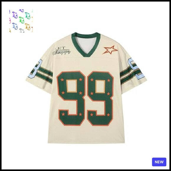 Oversized V-Neck Jersey Tee Y2K Streetwear Graphic Top Summer Fall - Picture 2 of 8